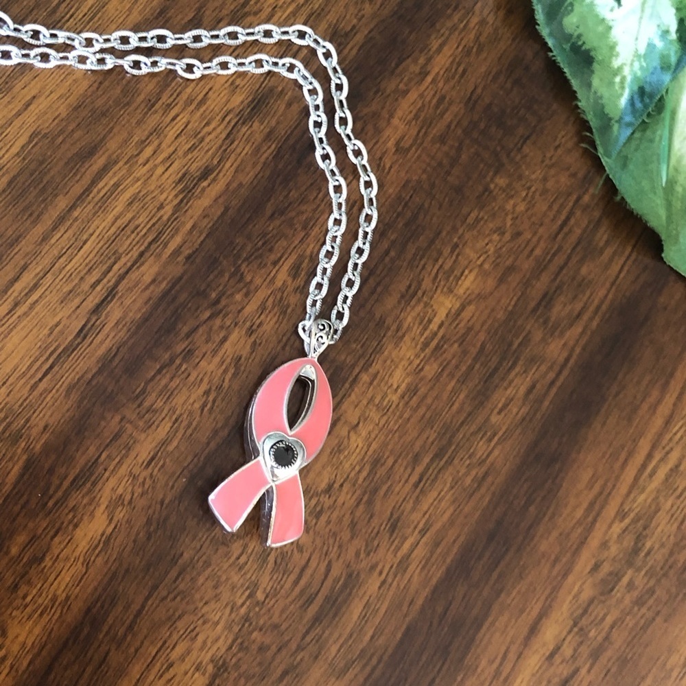 Pink Ribbon Glass Magnifying Necklace